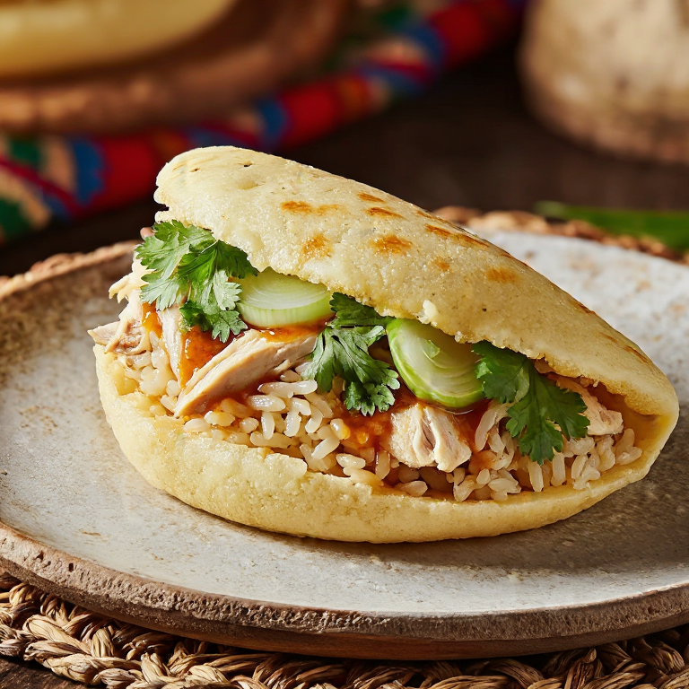 Arepa de Pollo Hainanese (Inspirada en Singapur)