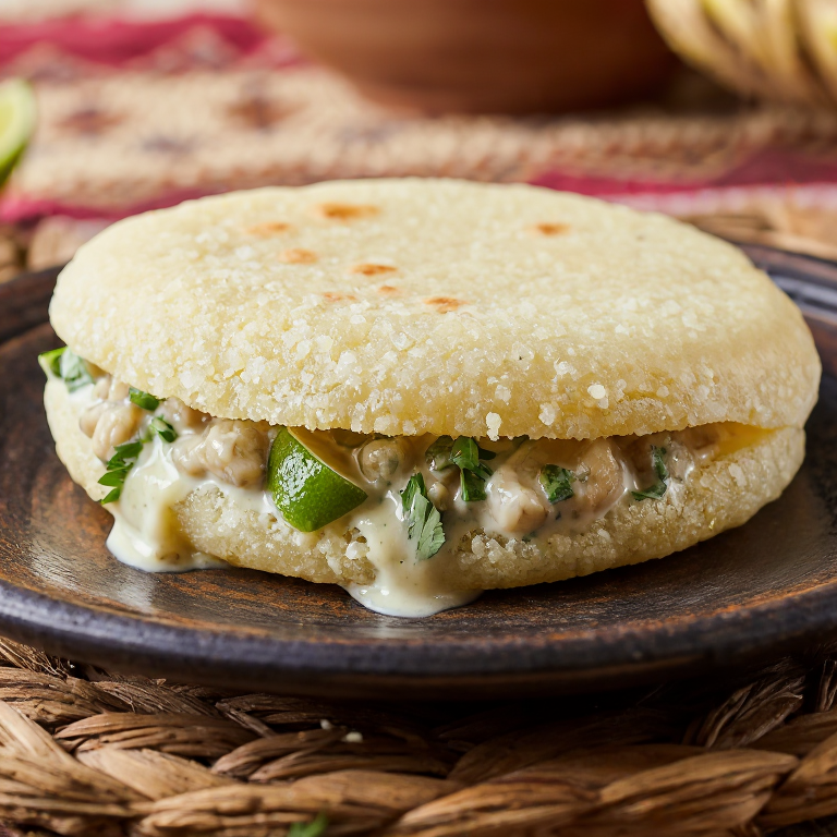 Arepa Rellena de Estofado de Caracola (Conch Stew Arepa)