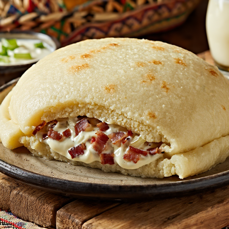 Arepa de Bryndza y Patata con Bacon (Inspirada en Bryndzové Halušky)