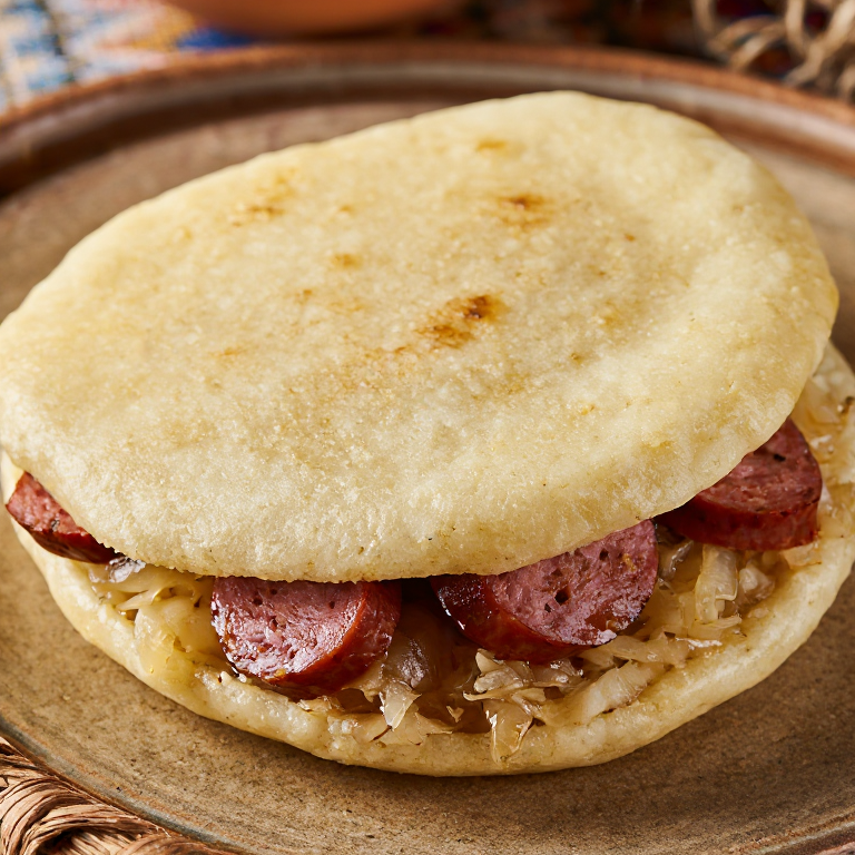 Arepa de Kranjska Klobasa: Fusión Eslovena