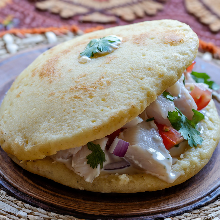 Kokoda Arepa: Arepa Rellena de Pescado Marinado en Crema de Coco