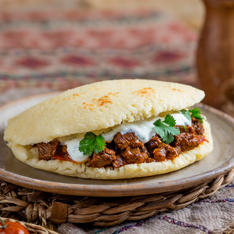 Arepa rellena de Suqaar somalí (Baardheere)