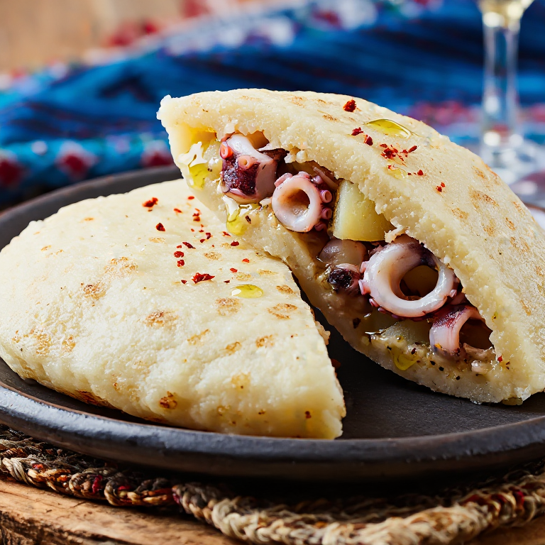 Arepa Gallega: Pulpo a la Gallega Stuffed Arepa