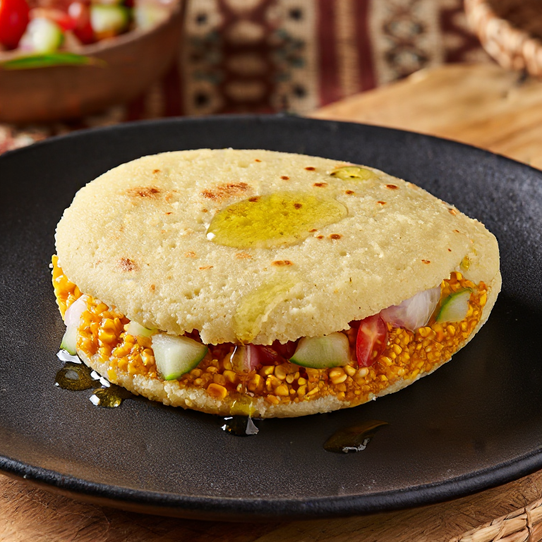 Arepa Gazpacho de Elche: Fusión Mediterránea en Maíz