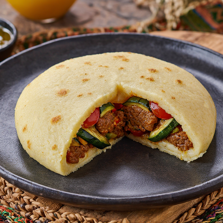 Arepa de Butifarra y Escalivada