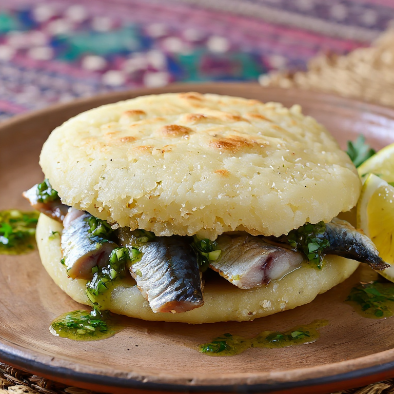 Arepa Estilo Málaga: Relleno de Sardinas a la Espeto