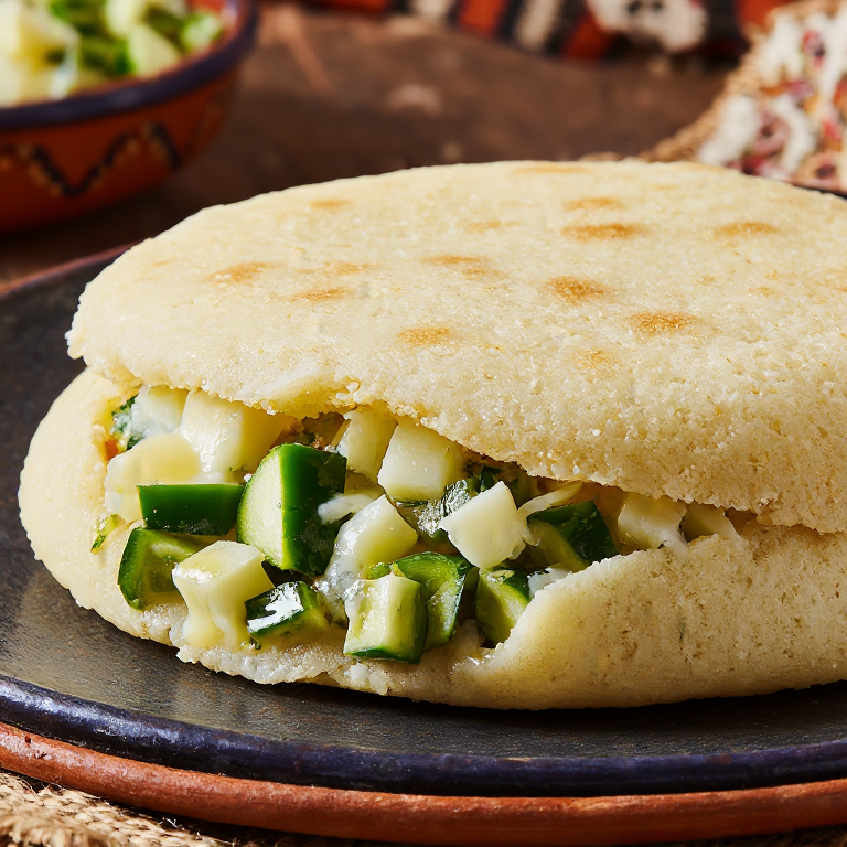 Arepa rellena de Pisto Manchego
