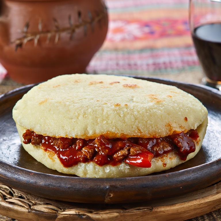 Arepa de Carcamusas (Estofado Manchego)