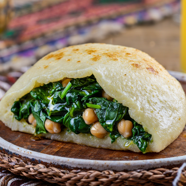 Arepa Andalucía: Rellena de Espinacas y Garbanzos