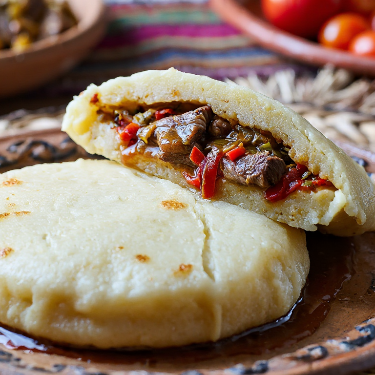 Arepa de Caldereta de Cordero al Estilo Trujillo