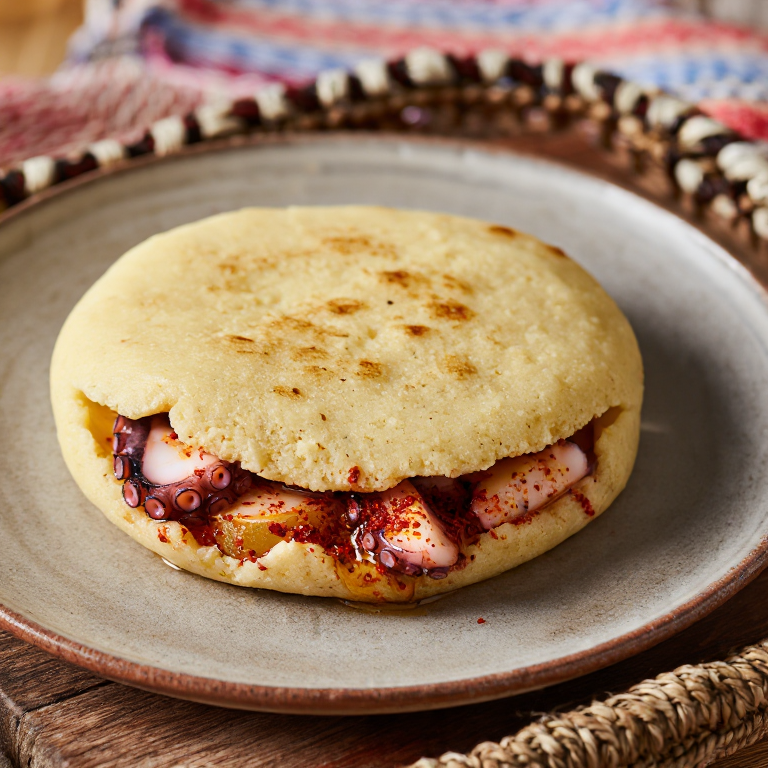 Arepa Gallega: Pulpo a la Gallega Stuffed Arepa