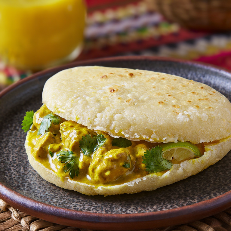Arepa de Pollo Curry Sri Lankés (Inspirada en Akurana)