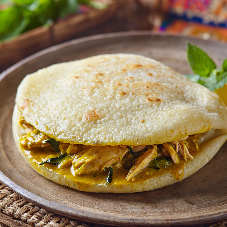 Arepa de Pollo al Curry Kandyan (Kandyan Chicken Curry Arepa)