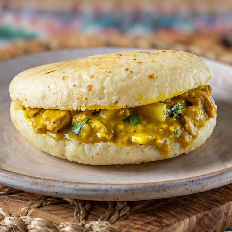 Arepa Surinamesa de Curry de Pollo