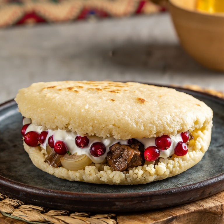 Arepa de Estofado de Reno (Reindeer Stew Arepa)