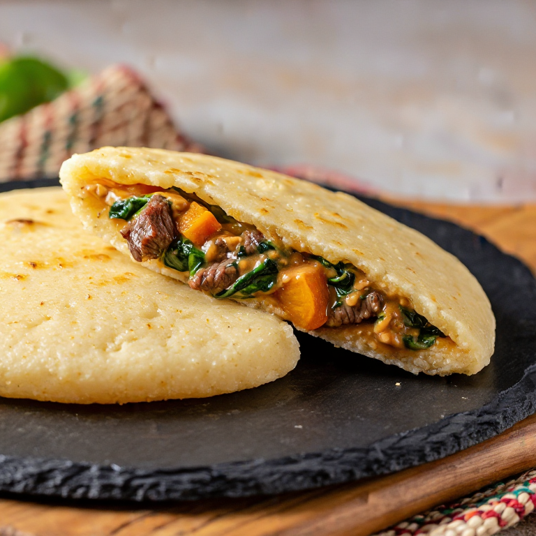 Arepa de Estofado de Res y Calabaza (Estilo Swazilandia)