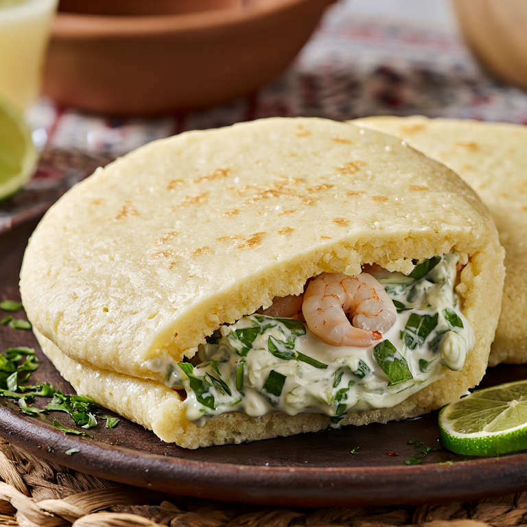 Arepa de Skagen – Arepa de Camarones y Eneldo (Gotemburgo)