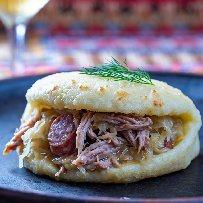 Arepa Bernesa (Berner Platte-inspired stuffed arepa)
