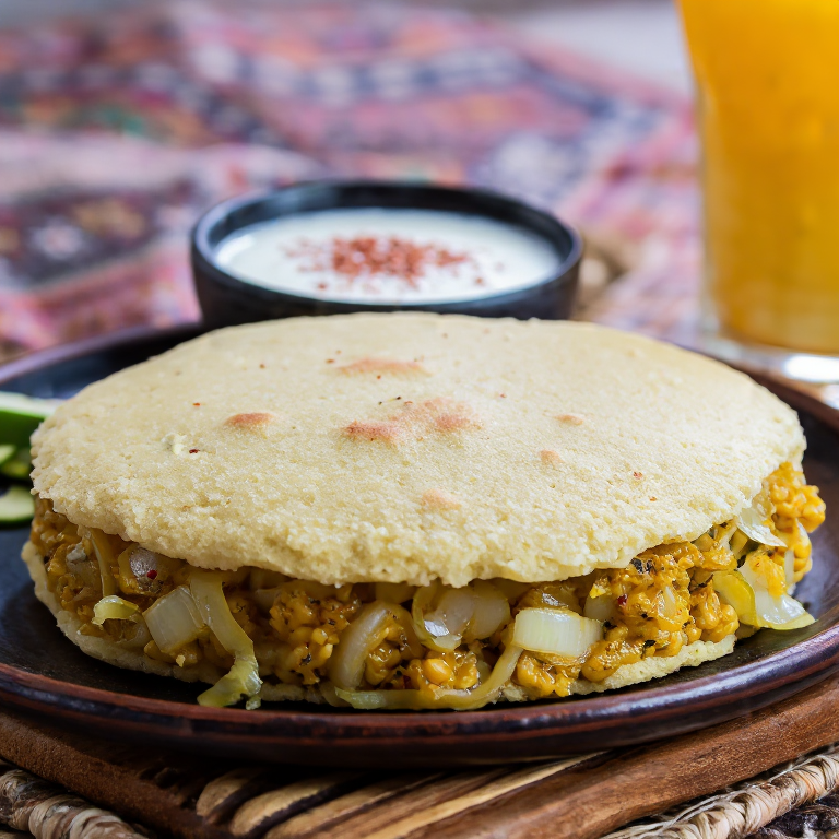 Arepa de Mujaddara (Arepa Siria de Lentejas y Arroz)