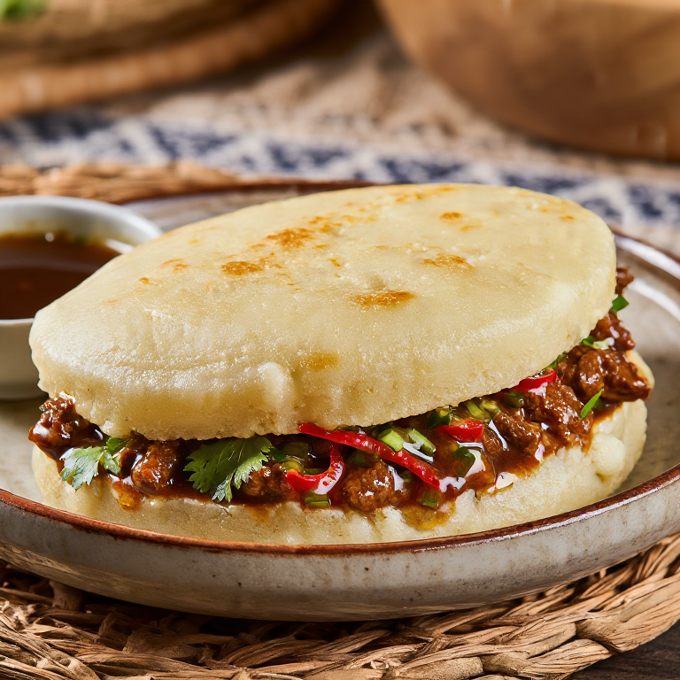 Arepa de Res Estilo Taipei (Taipei Beef Noodle Arepa)