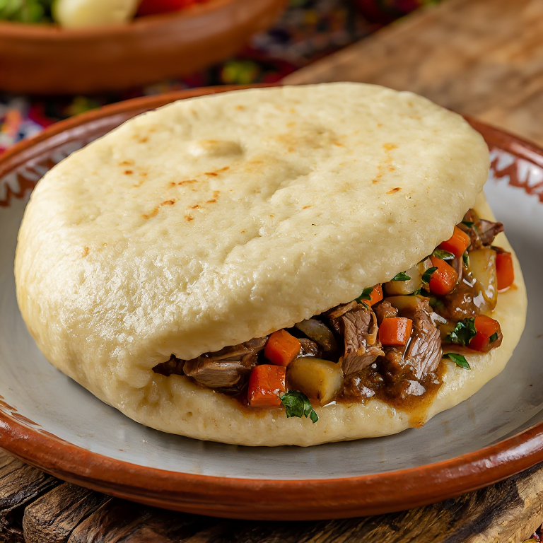 Arepa de Shurpa Tajik (Relleno de Cordero y Verduras con Especias Centroasiáticas)