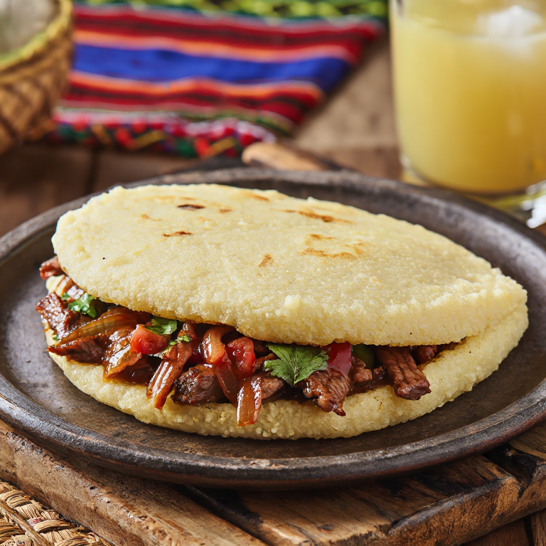Arepa Nyama Choma (Arepa rellena de carne asada tanzana)