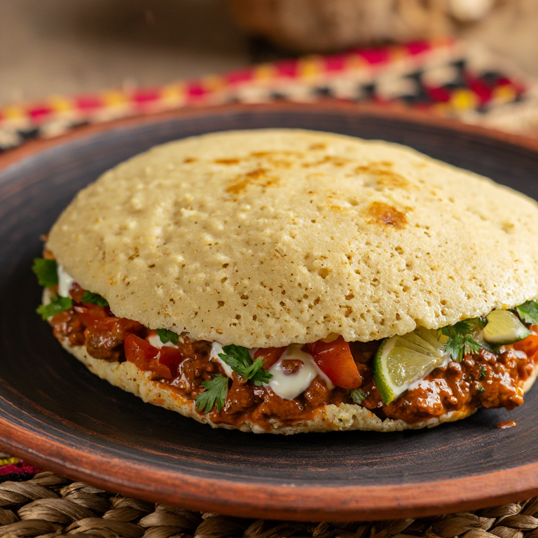 Arepa Mchuzi wa Nyama: Arepa Rellena de Estofado de Res Tanzano