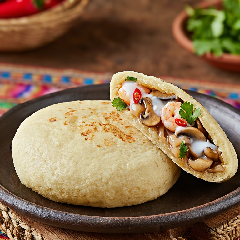 Arepa Tom Yum Goong: Fusión Thai-Venezolana con Camarones