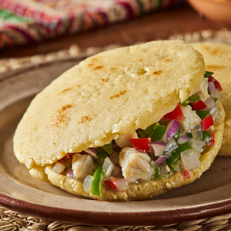 Arepa Rellena de Ensalada de Caracola (Conch Salad Arepa)