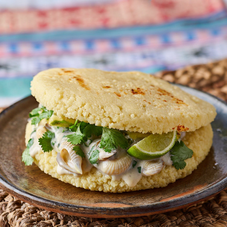 Arepa de Chupe de Caracola (Conch Chowder Arepa)