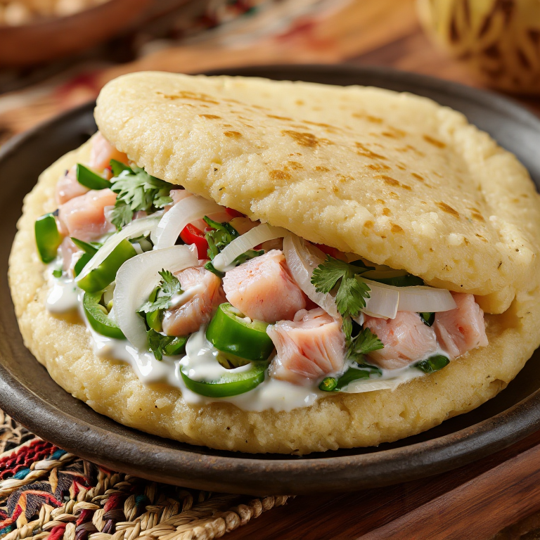 Arepa de Ika Mata (Arepa Rellena de Pescado Crudo Marinado en Coco)