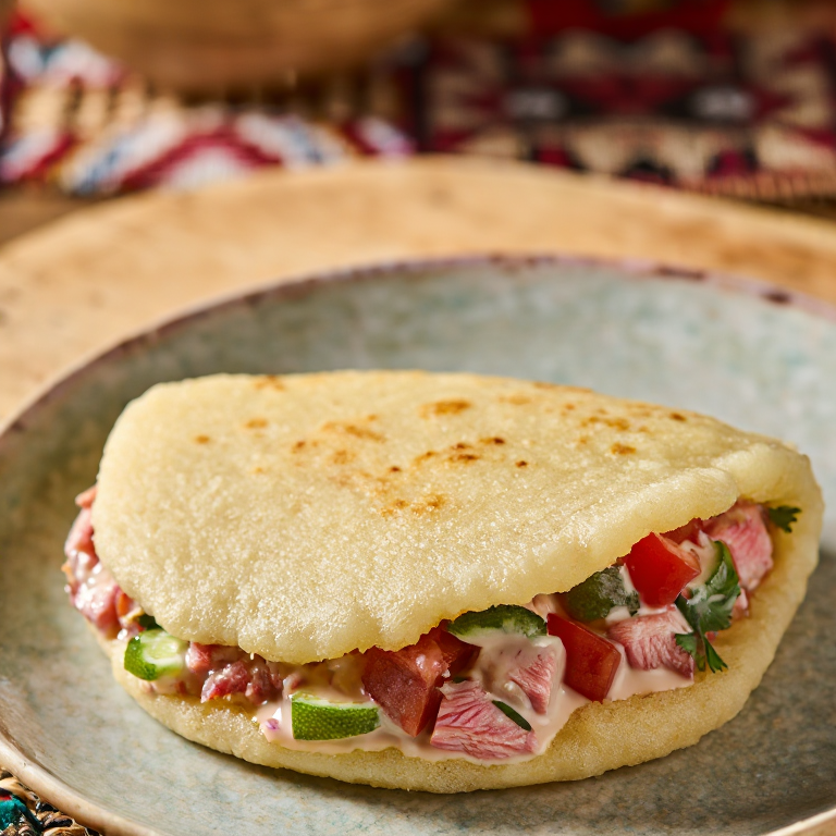 Arepa Ota Ika: Arepa Rellena de Pescado Marinado en Coco y Limón