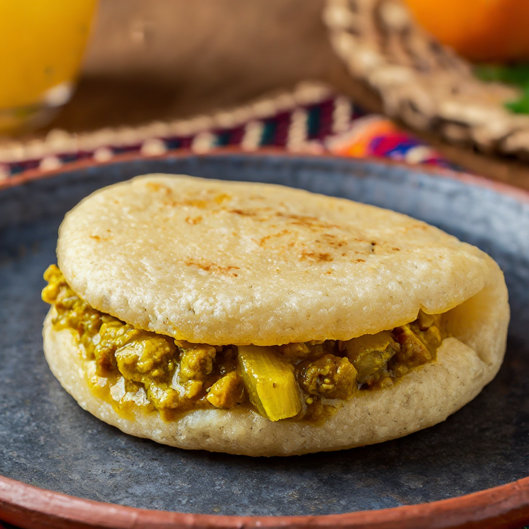 Arepa Rellena de Pollo al Curry Trinitense (Couva)