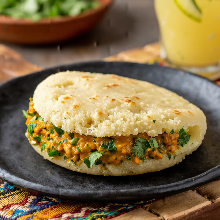 Arepa Trinidad: Arepa de Callaloo Rellena de Curry de Garbanzos