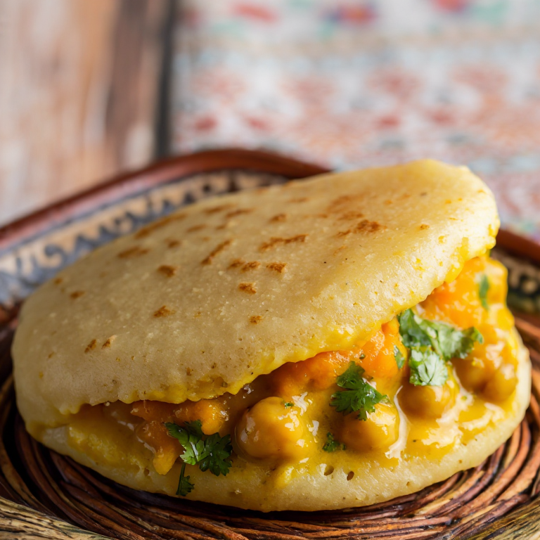 Arepa Doubles de Trinidad: Una fusión caribeña con curry y garbanzos