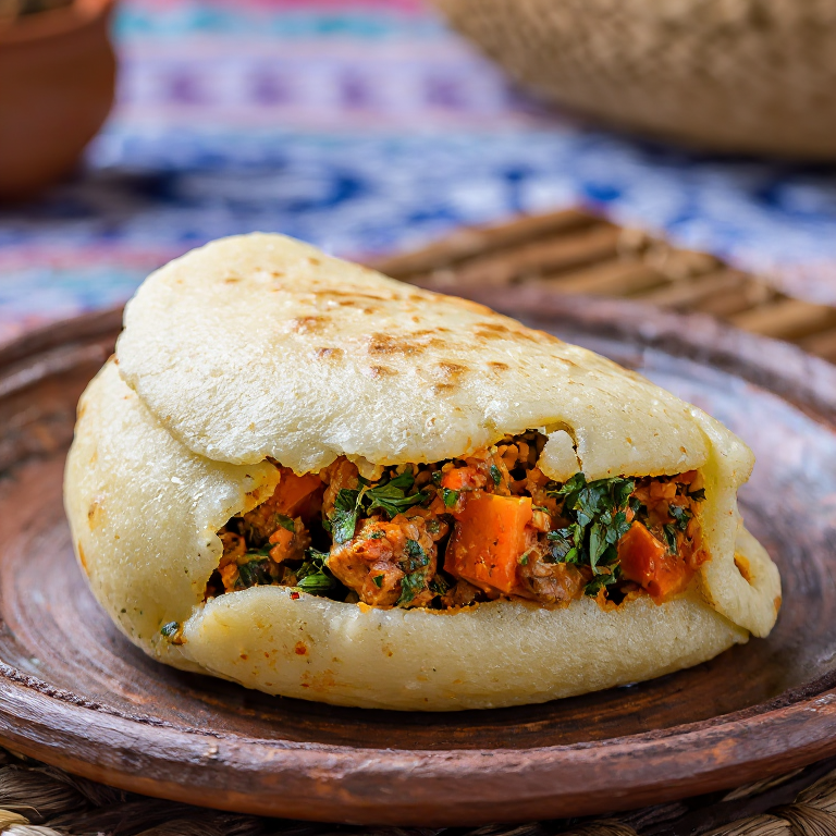 Arepa Tunecina con Cordero y Verduras al Estilo Cuscús