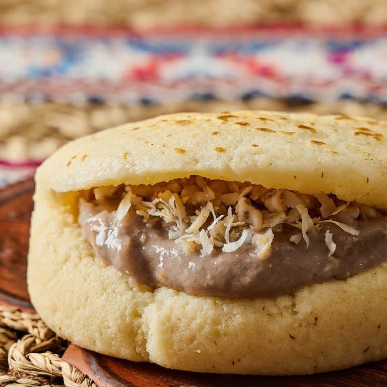 Arepa tuvaluana de pescado en costra de coco con puré de taro