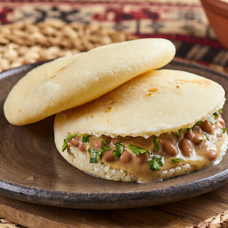 Arepas rellenas de frijoles ugandeses en salsa de maní (Anyara Fusion)