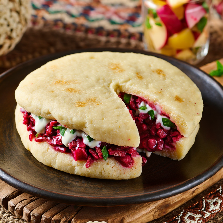 Arepa Rellena de Borscht Ucraniano (Estilo Vinnytsia)