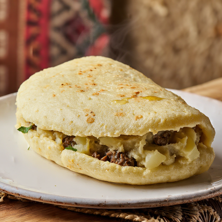 Arepa de Haggis con Neeps y Tatties