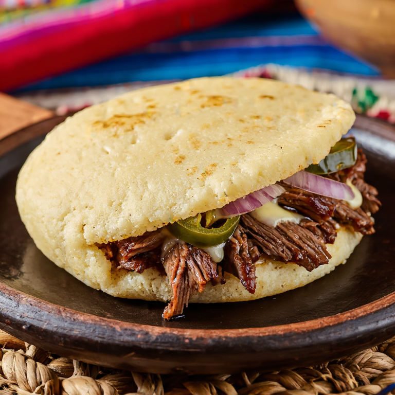 Arepa de Brisket Ahumado al Estilo Broken Arrow