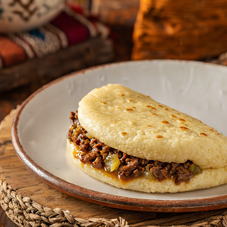 Arepa de Carne Italiana estilo Chicago