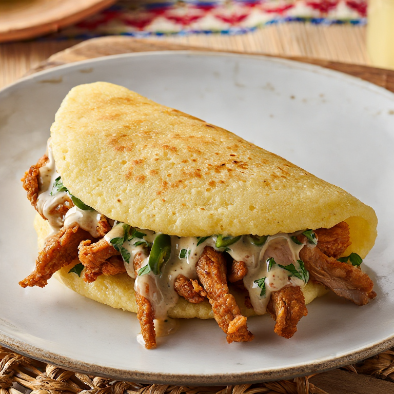 Arepa de Chicken Fried Steak con Gravy Cremoso