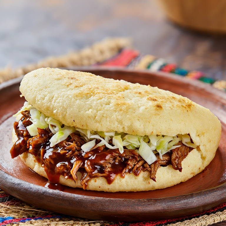 Arepa de Cerdo a la Barbacoa de San Luis (St. Louis BBQ Pork Arepa)