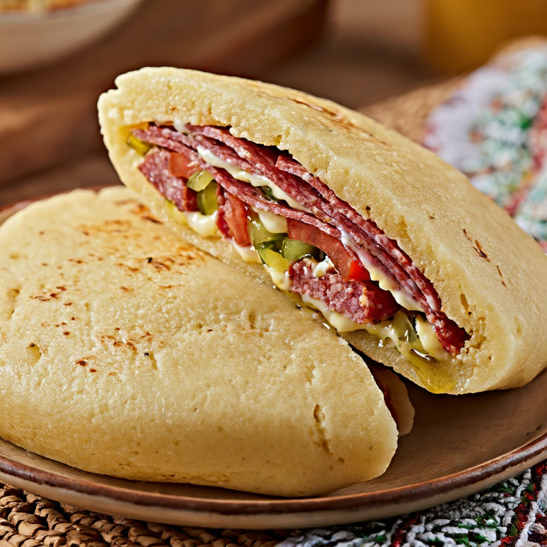 Arepa rellena estilo sub italiano de Hoboken