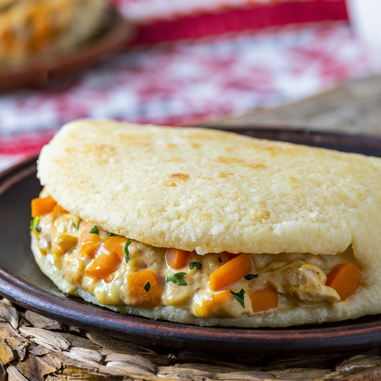 Arepa Rellena de Pollo Estilo Pot Pie de Pensilvania