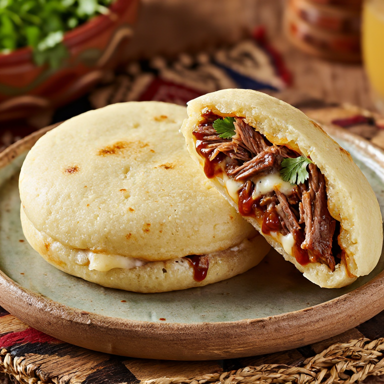Arepa de Brisket Ahumado al Estilo Texas