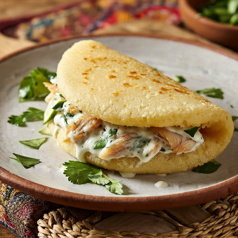 Arepa de Pescado Californiano (Estilo Fish Taco)