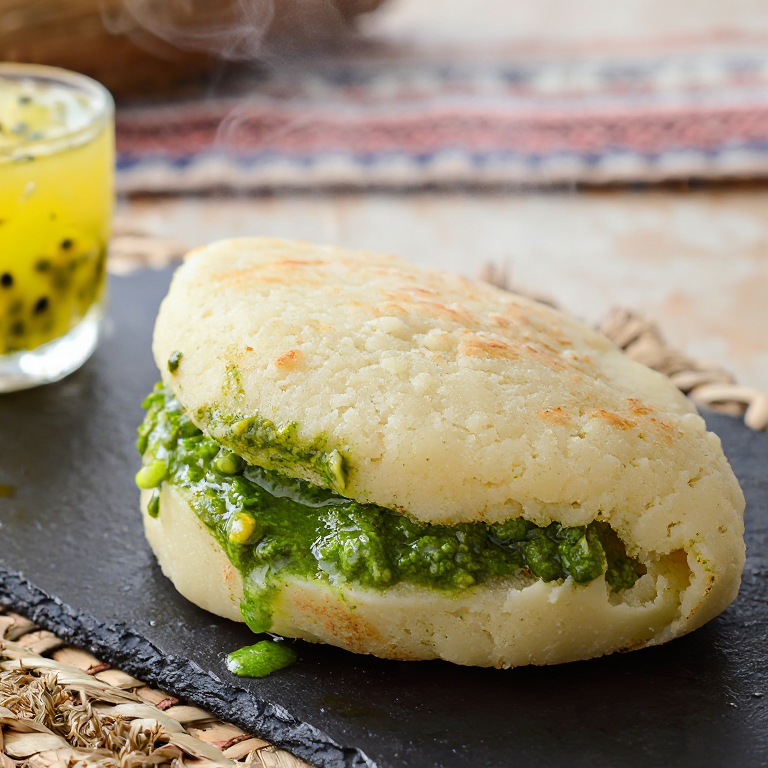 Arepa de Curry Verde Camboyano (Inspirada en Nom Banh Chok)