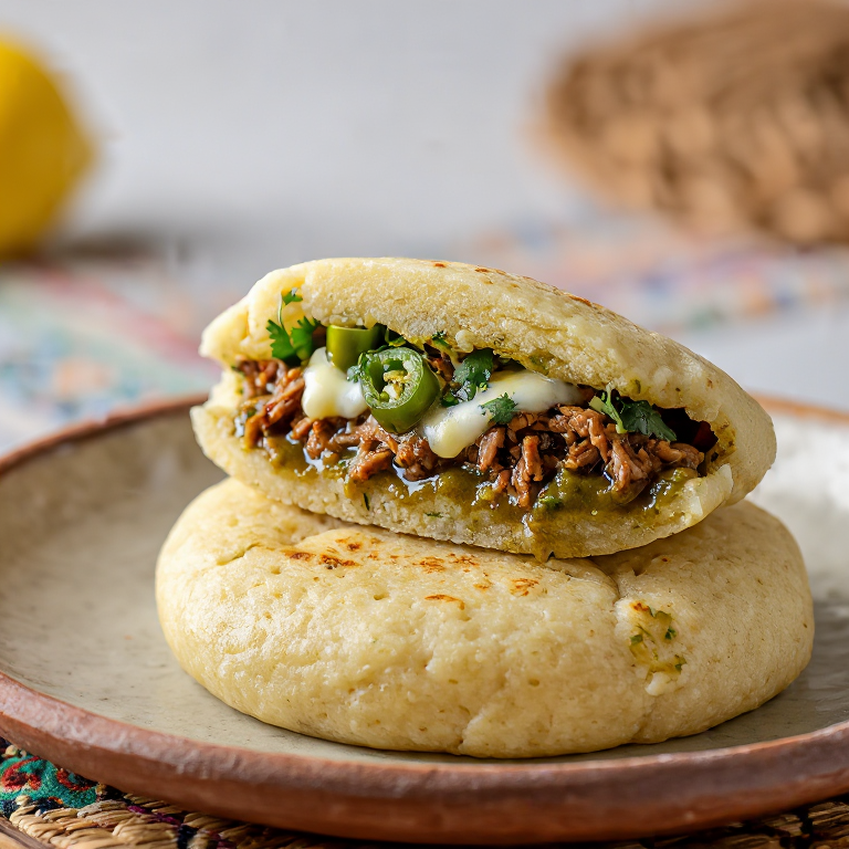 Arepa de Cerdo al Chili Verde